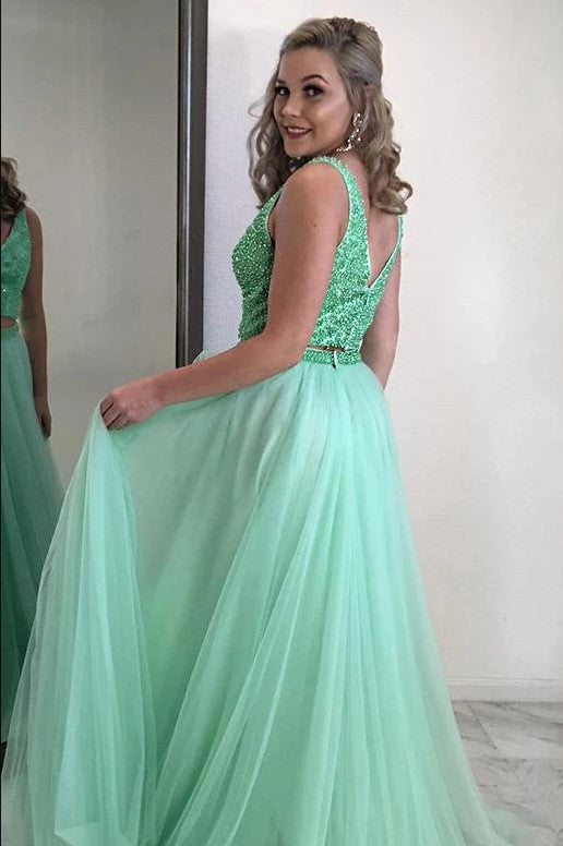 Two Pieces Prom Dress, Pageant Dress, Evening Dress, Dance Dresses, Graduation School Party Gown