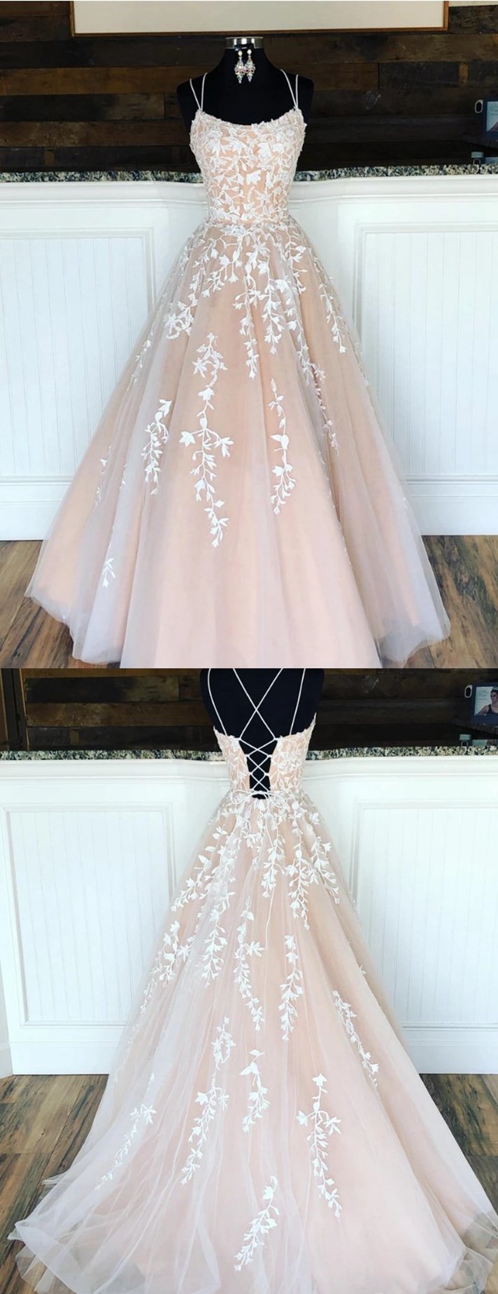 New Style Champagne Prom Dress with Straps, Prom Dresses, Pageant Dress, Evening Dress, Ball Dance Dresses, Graduation School Party Gown
