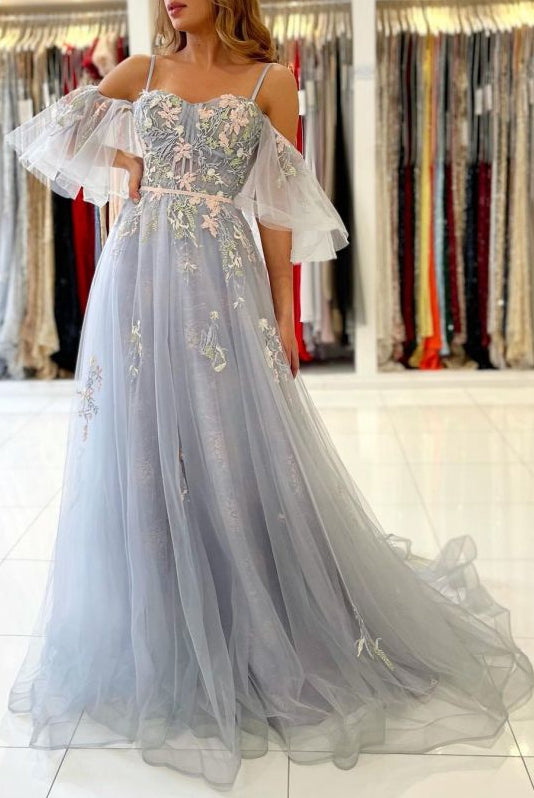 Sweetheart Neck A-line Long Prom Dresses