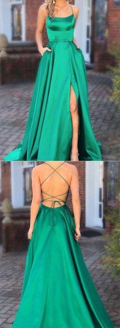 Sexy Green Prom Dress For Teens, Prom Dresses, Graduation School Party Gown