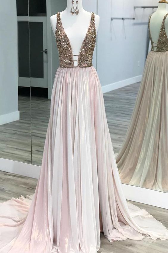 Sexy Prom Dress V Neckline, Evening Dress, Formal Dresses, Graduation School Party Dance Dress