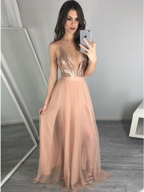 Sexy Prom Dress Deep V Neckline, Pageant Dress, Evening Dress, Dance Dresses, Graduation School Party Gown
