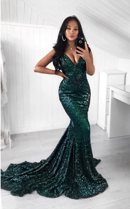 Mermaid Prom Dress Shinning Fabric, Formal Dress, Evening Dress, Dance Dresses, Graduation School Party Gown