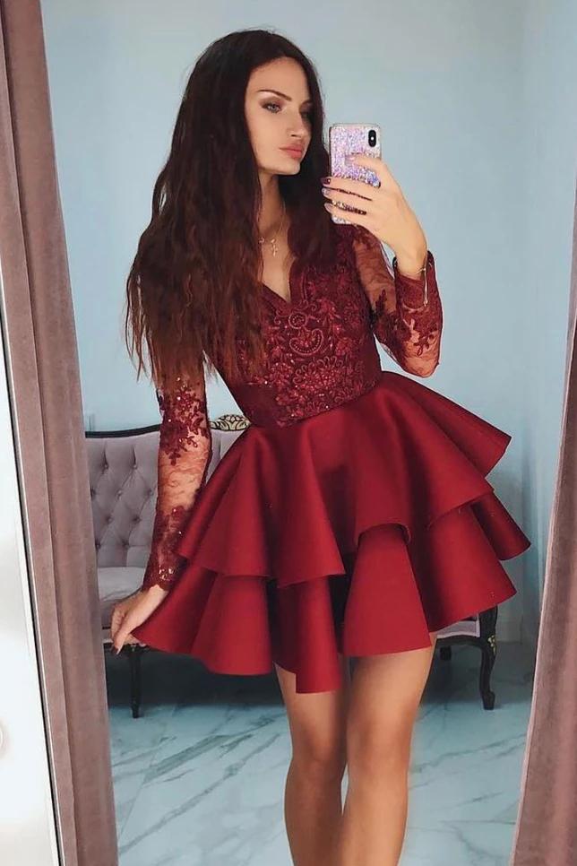Homecoming Dress Long Sleeves, Short Prom Dress ,Dresses For Graduation Party