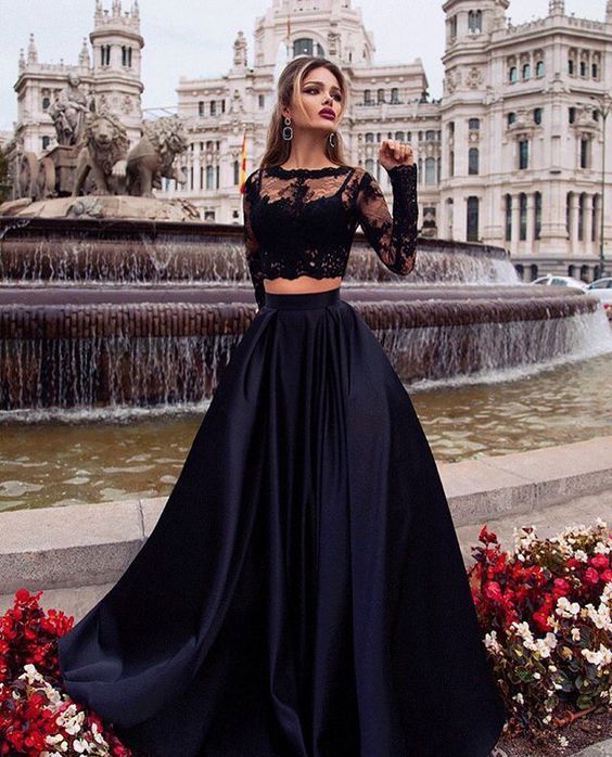 Two Pieces Black Prom Dress 2021, Formal Dress, Evening Dress, Dance Dresses, Graduation Party Dress
