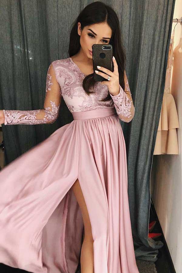 Prom Dress Long Sleeves, Evening Dresses, Graduation School Party Dress, Winter Formal Dress