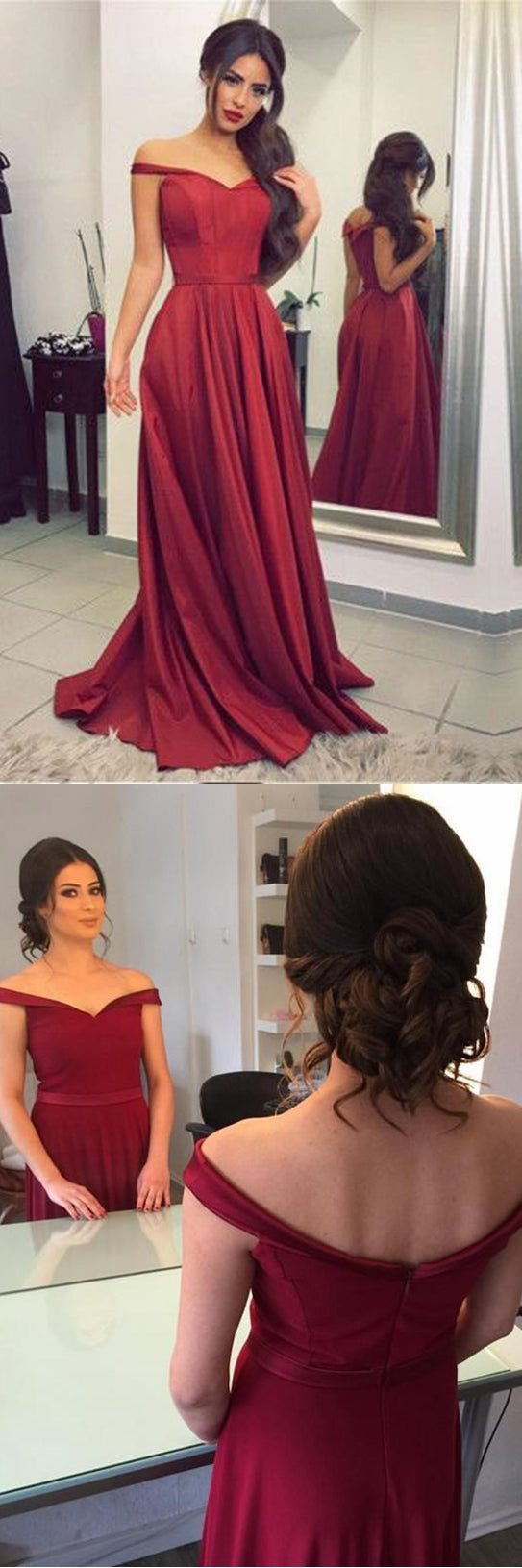 Simple Burgundy Prom Dress, Graduation School Party Gown, Winter Formal Dress