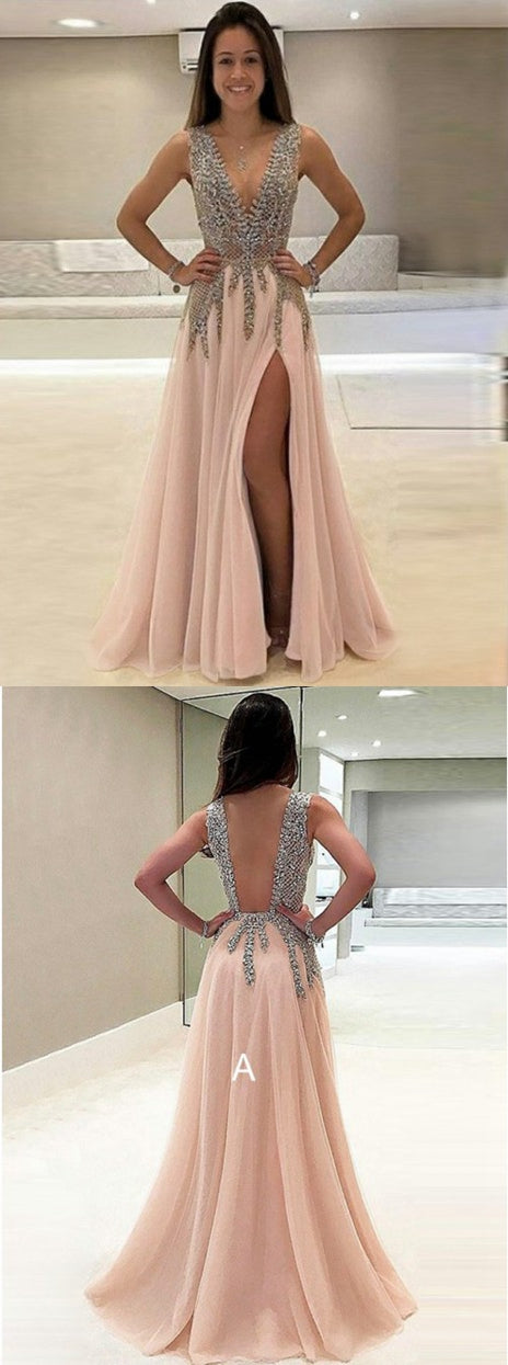 Sexy Prom Dress with Slit, Evening Gown, Graduation School Party Dress, Winter Formal Dress,