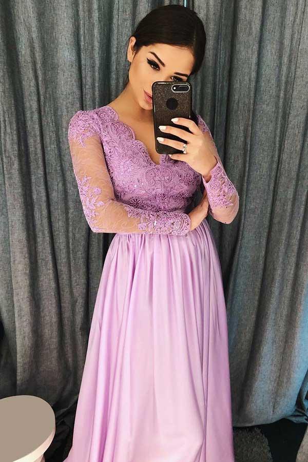 Prom Dress Long Sleeves, Graduation School Party Gown, Winter Formal Dress