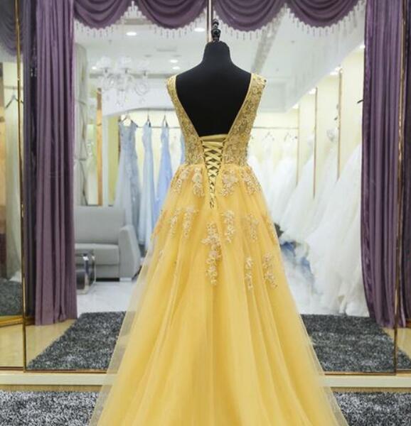 Yellow Prom Dresses Long, Ball Gown, Dresses For Party, Evening Dress, Formal Dress