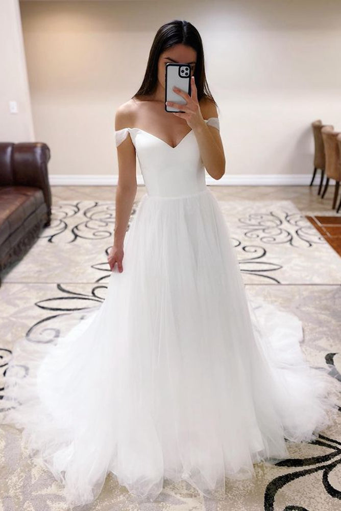 Off Shoulder Simple Wedding Dresses,Dresses For Wedding,Bridal Gown,Bride Dress,Dresses For Brides