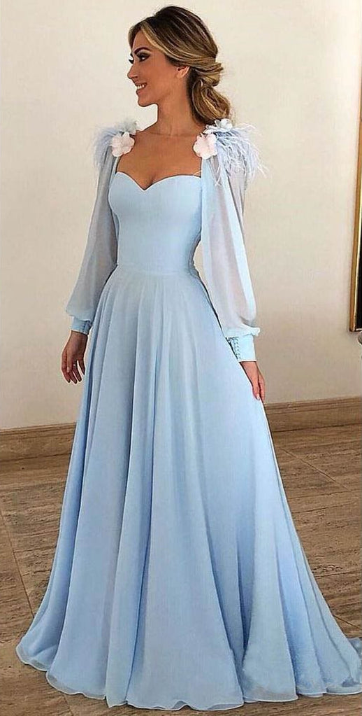 Light Blue Prom Dress For Teens, Evening Gown, Graduation School Party Gown, Winter Formal Dress