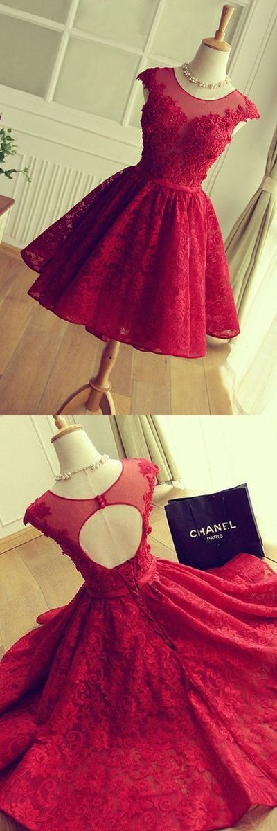 Short Lace Prom Dress, Homecoming Dresses, Graduation School Party Gown