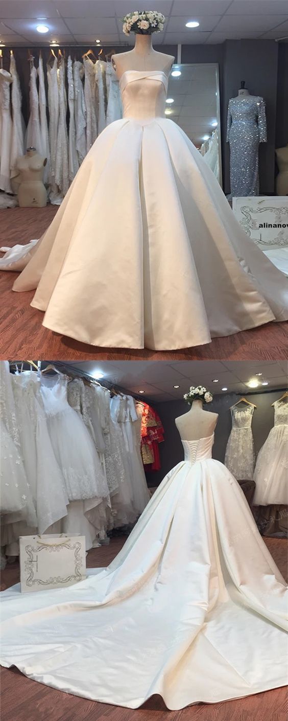 Satin Wedding Dress Lace Up Back, Dresses For Wedding, Bridal Gown ,Bride Dress, Dresses For Brides