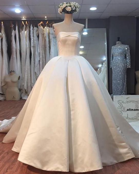 Satin Wedding Dress Lace Up Back, Dresses For Wedding, Bridal Gown ,Bride Dress, Dresses For Brides