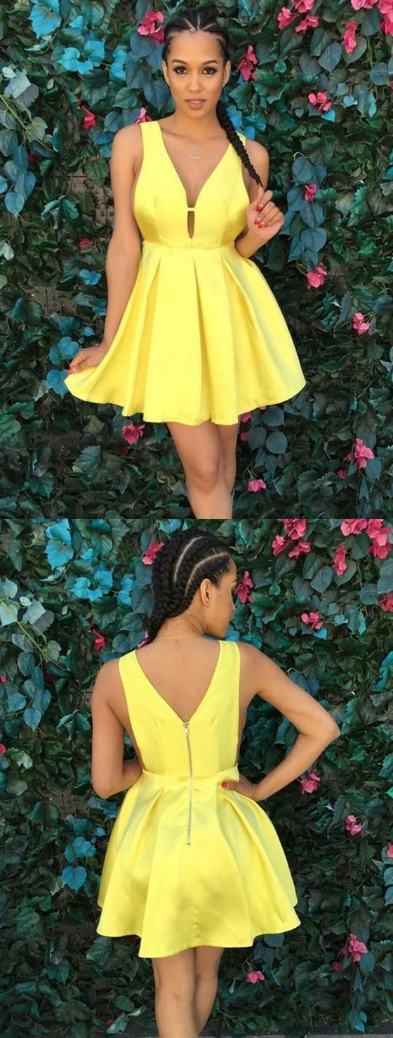 Sexy Yellow Homecoming Dress , HOCO Dress, Short Prom Dress ,Back To School Party Dress, Evening Dress, Formal Dress