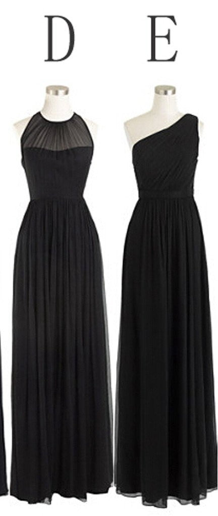 Black Bridesmaid Dresses in Chiffon, Cheap Bridesmaid Dress