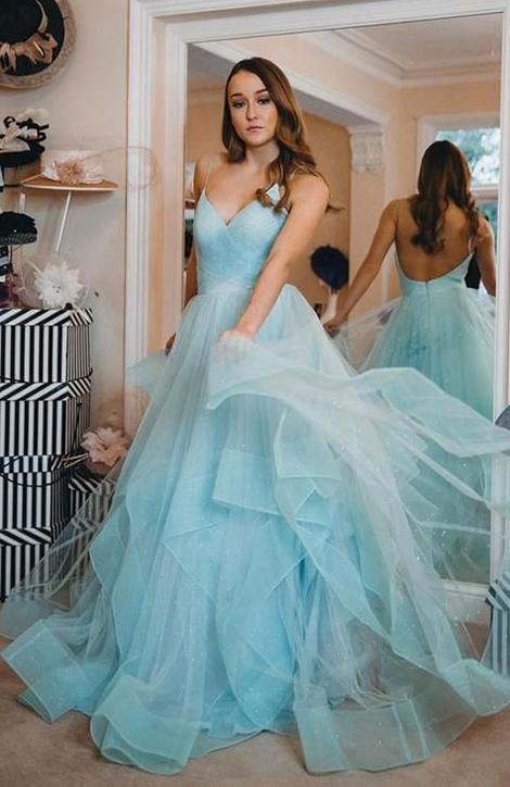 V-neck Prom Dress Long, Evening Dress, Dance Dresses, Graduation School Party Gown, DT0317