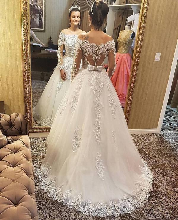 Wedding Dress Off The Shoulder Sleeves, Bridal Gown ,Dresses For Brides
