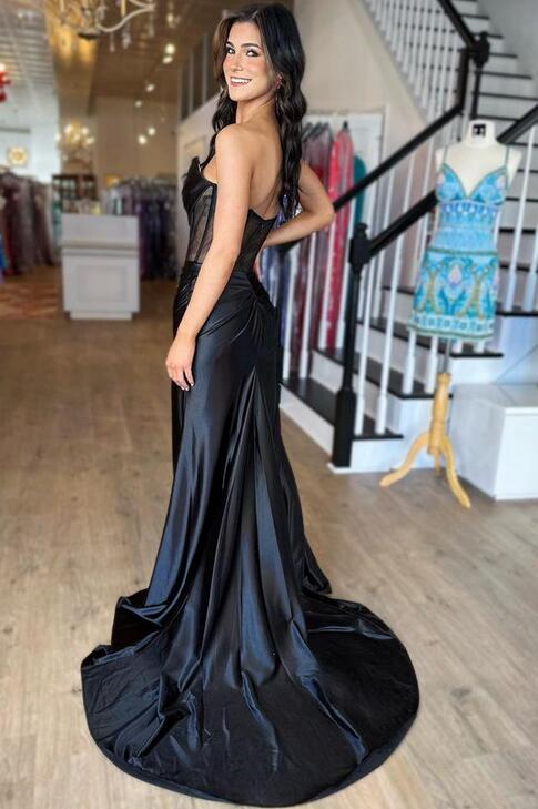 2023 Black Prom Dresses Long, Sexy Graduation School Party Gown DT1334