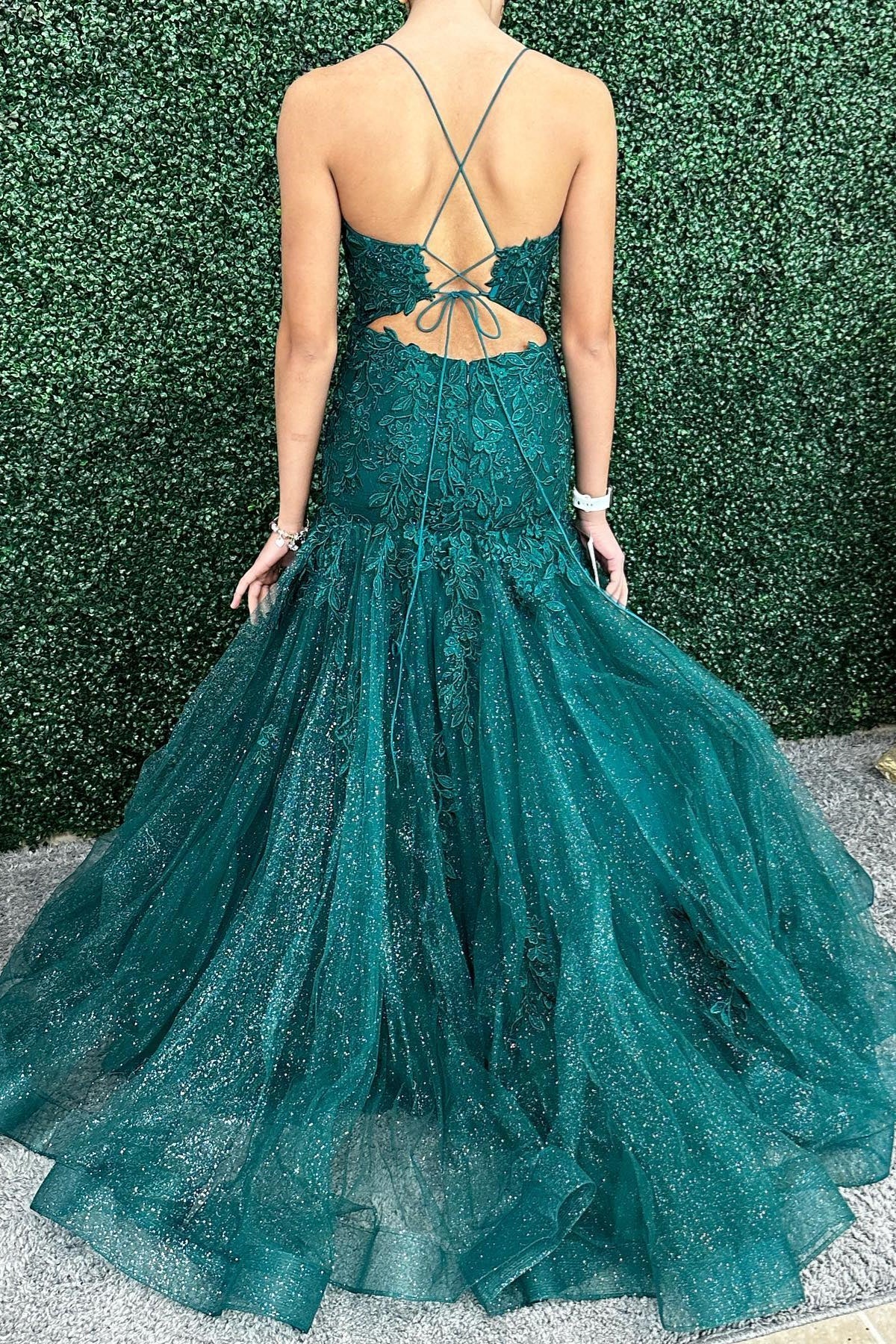 Straps Sparkly Mermaid Long Prom Dresses
