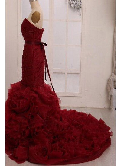 Burgundy Mermaid Prom Dress, Pageant Dress, Evening Dress, Dance Dresses, Graduation School Party Gown