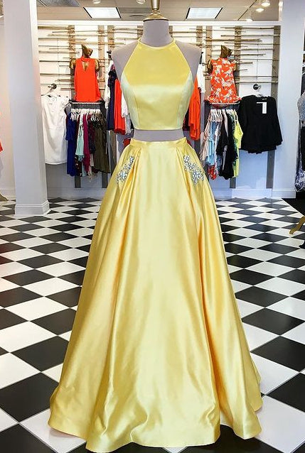 Two Pieces Long Prom Dress,Prom Dresses,Pageant Dress,Evening Dress,Ball Dance Dresses,Graduation School Party Gown