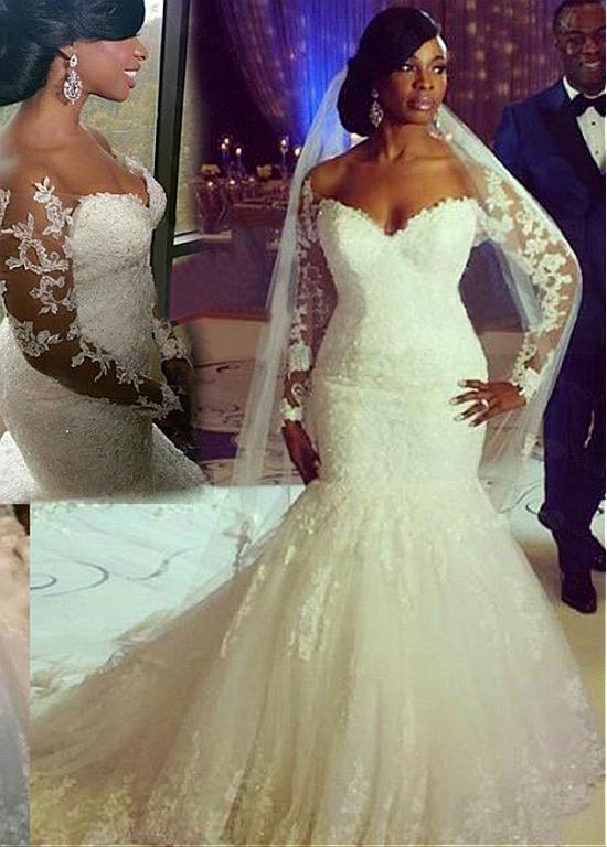 Mermaid Style Wedding Dress 2 In 1, Bridal Gown ,Dresses For Brides