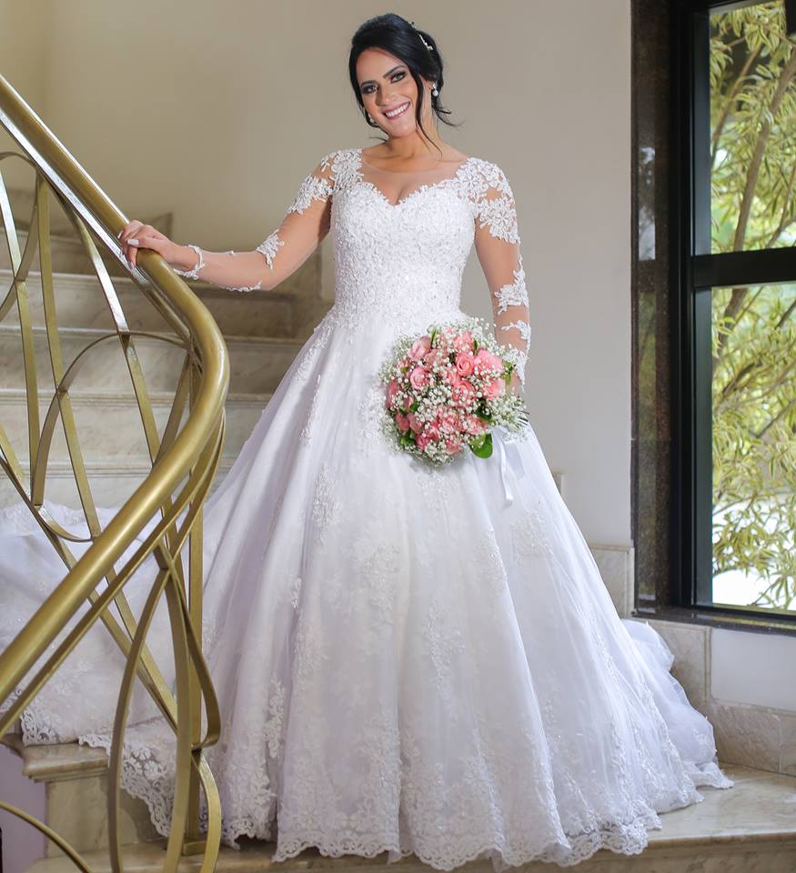 Wholesale Lace Wedding Dress Long Sleeves, Bridal Gown ,Dresses For Brides