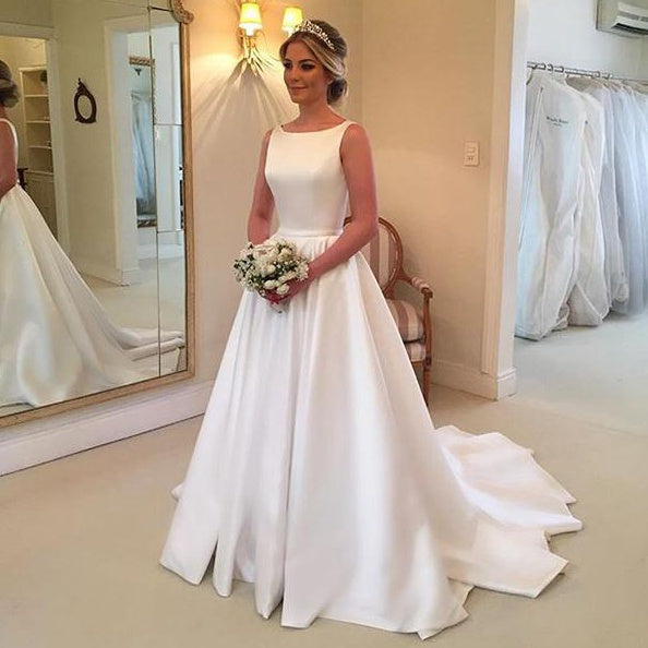 Simple Satin Wedding Dress, Bride Dress, Bridal Gown ,Dresses For Brides