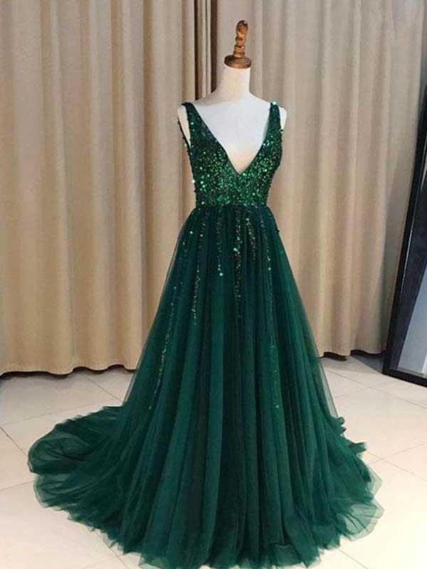 Dark Green Prom Dress, Evening Dress, Formal Dresses, Graduation School Party Dance Dress
