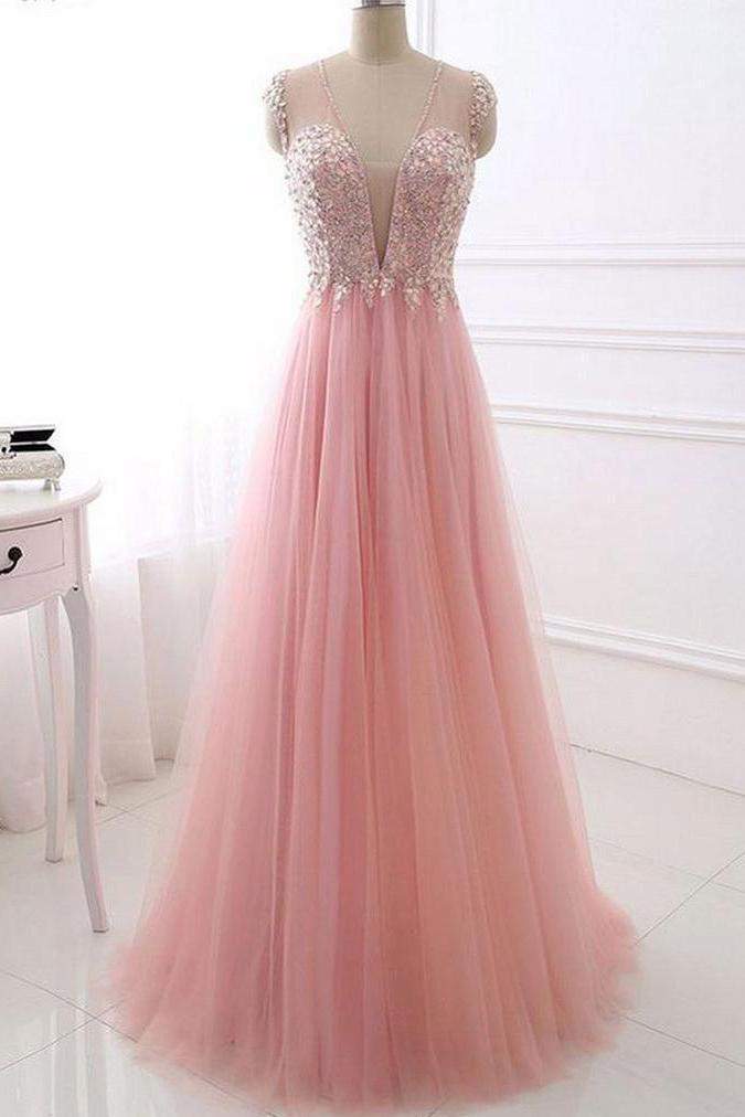 Light Pink Prom Dress, Evening Dress, Formal Dresses, Graduation School Party Dance Dress