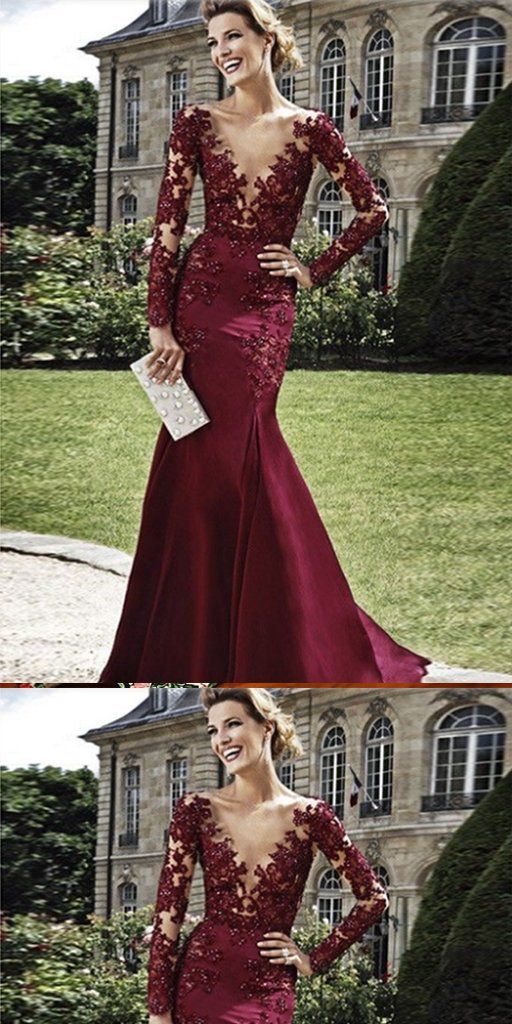 Sexy Prom Dresses Long Sleeves, Graduation School Party Gown, Winter Formal Dress