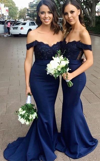 Navy Mermaid Bridesmaid Dresses, Bridesmaid Dress For Wedding