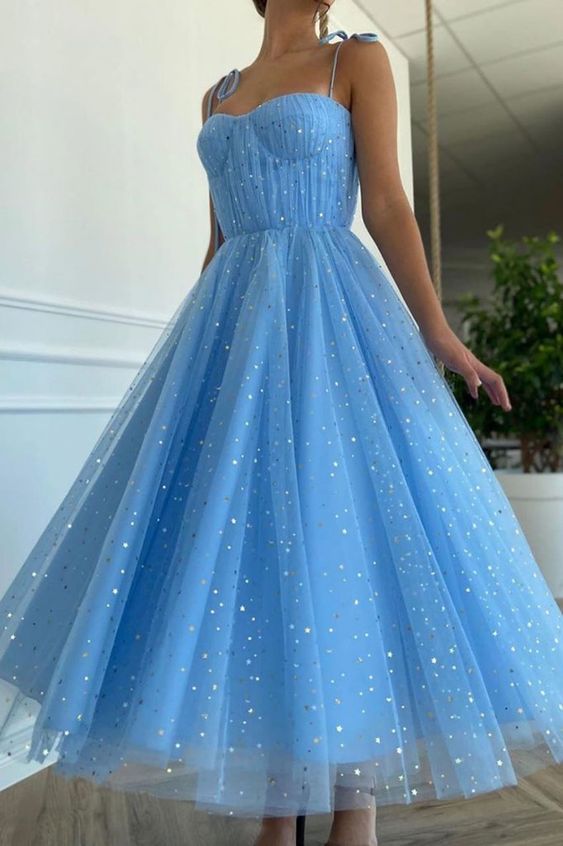 Light Blue Sparkling Homecoming Dress,Graduation School Party Gown