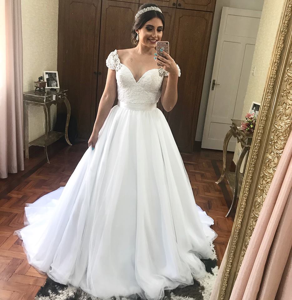 New Style Wedding Dress Cap Sleeves, Bridal Gown ,Dresses For Brides