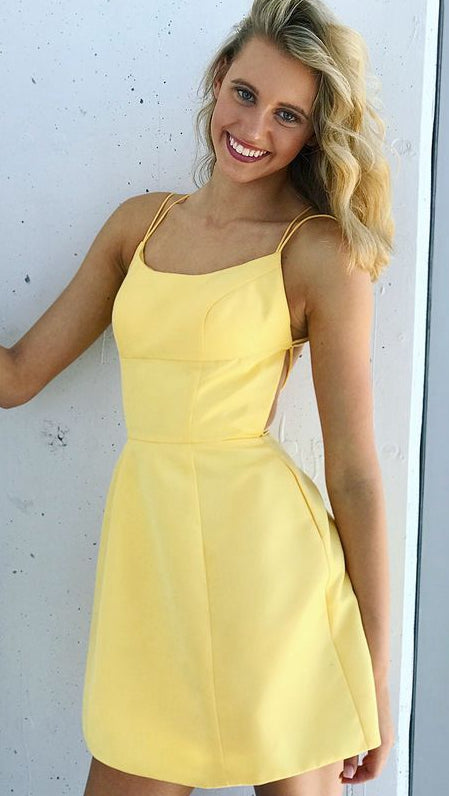Yellow Homecoming Dress , Short Prom Dress, Formal Outfit, Back to Sch DressesTailor Yellow Homecoming Dress , Short Prom Dress, Formal Outfit, Back to Sch DressesTailor