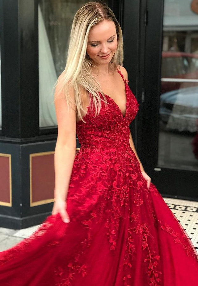 Tulle Long Prom Dress with Appliques and Beading,Prom Dresses,Pageant Dress