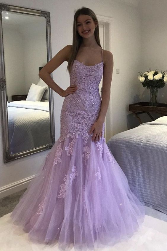 light purple mermaid prom dress Ladivine D145