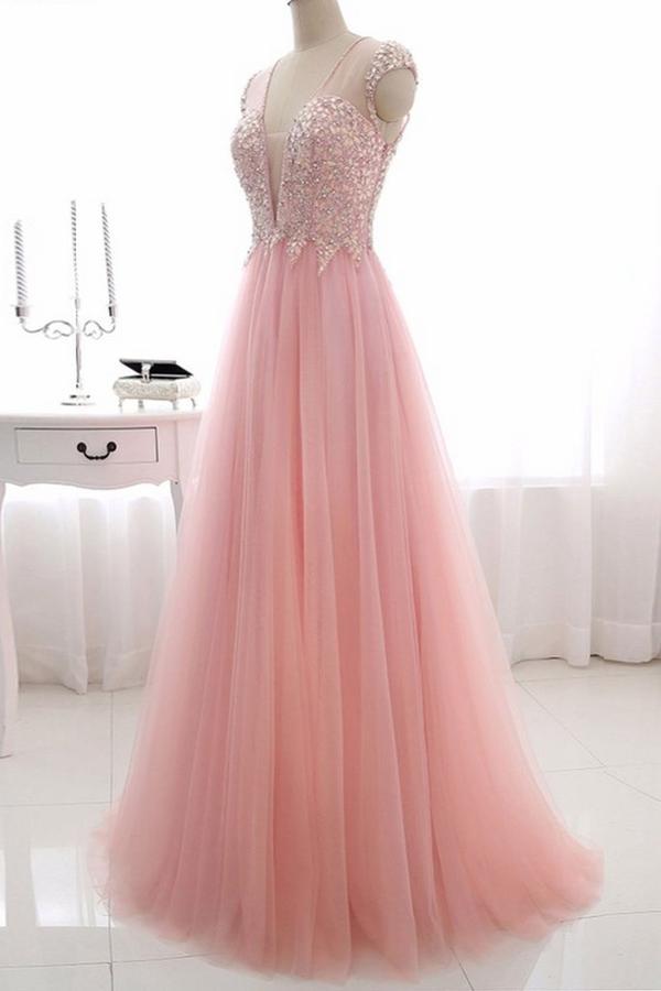 Light Pink Prom Dress, Evening Dress, Formal Dresses, Graduation School Party Dance Dress