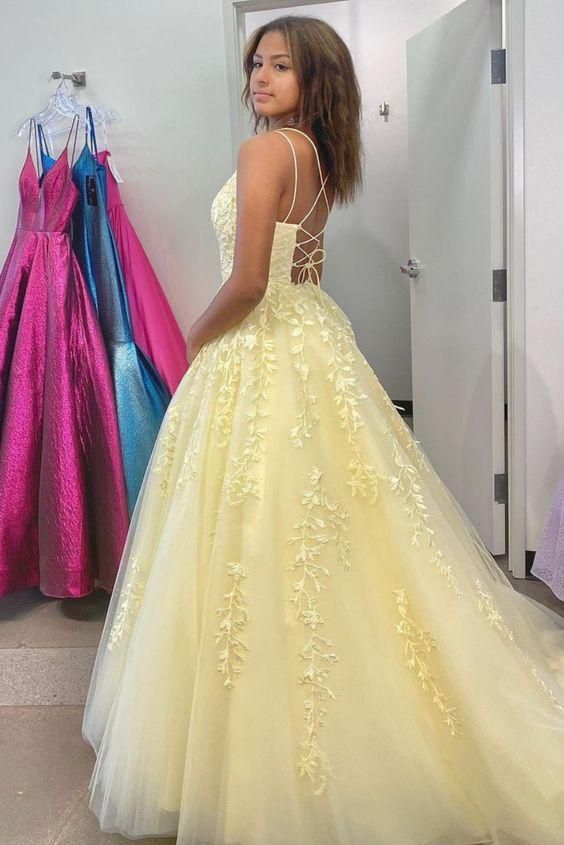 Yellow Lace Prom Dress 2022, Evening Dress, Formal Dress, Dance Dresses, Graduation School Party Gown Yellow Lace Prom Dress 2022, Evening Dress, Formal Dress, Dance Dresses, Graduation School Party Gown