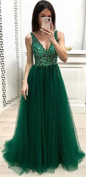 Green Prom Dress Long, Dresses For Graduation Party, Evening Dress, Formal Dress
