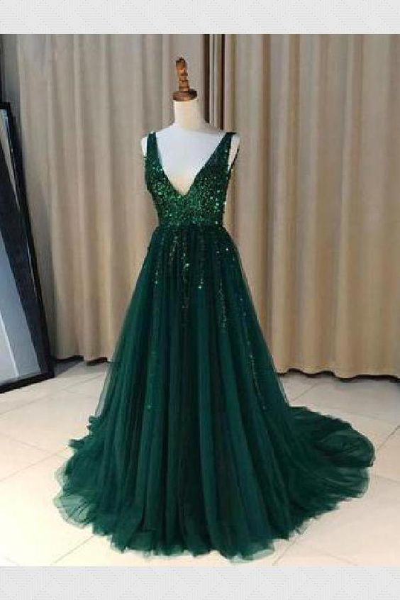 Dark Green Prom Dress, Evening Dress, Formal Dresses, Graduation School Party Dance Dress