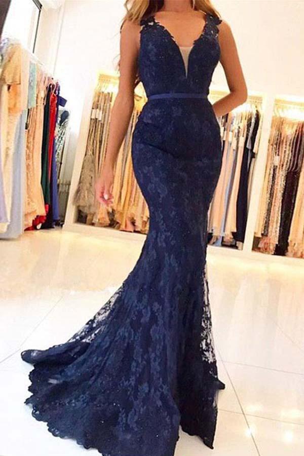 Mermaid Lace Prom Dress, Evening Dress, Formal Dresses, Graduation School Party Dance Dress