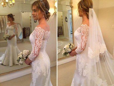 Mermaid Wedding Dress With Sleeves, Bridal Gown ,Dresses For Brides