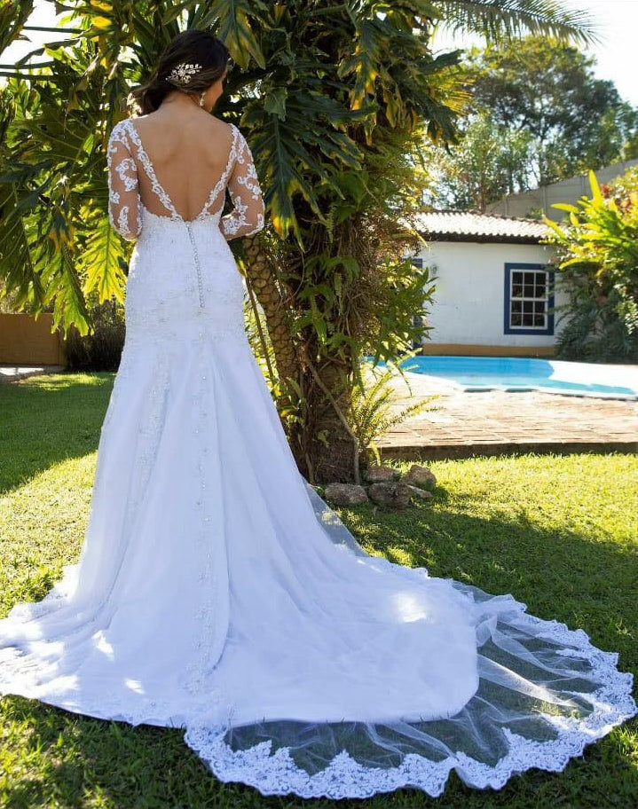 New Custom Made Wedding Dress With Sleeves, Bridal Gown ,Dresses For Brides