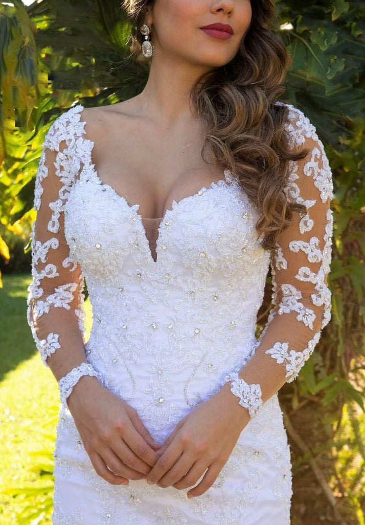 New Custom Made Wedding Dress With Sleeves, Bridal Gown ,Dresses For Brides