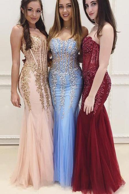Mermaid Prom Dress, Graduation School Party Gown, Winter Formal Dress