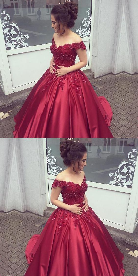 Burgundy Prom Dress Off The Shoulder Straps, Dresses For Graduation Party, Evening Wear, Formal Dress