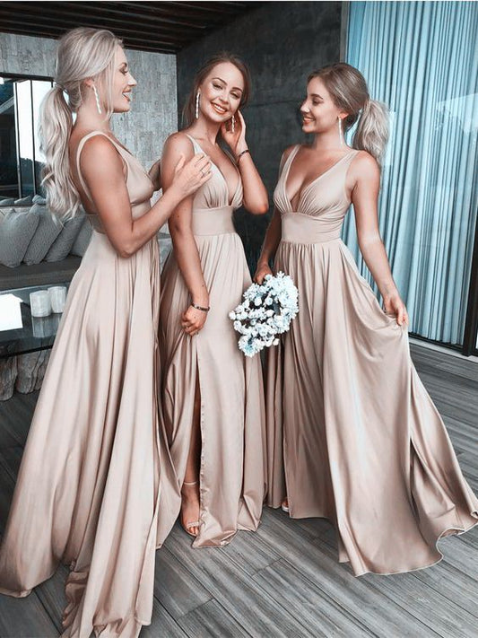 Sexy Bridesmaid Dresses With Slit, Bridesmaid Dress with Straps
